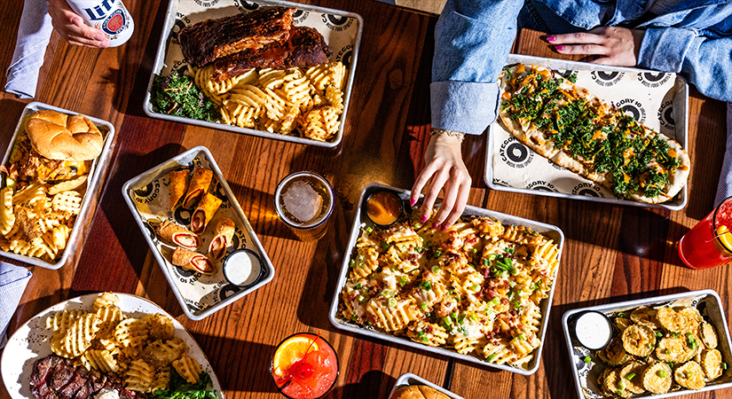 Table spread featuring an array of Category 10's menu offerings